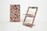 Fläpps Folding Chair — “PS Collage 3” Birch & Stainless Floral-Geometric Art